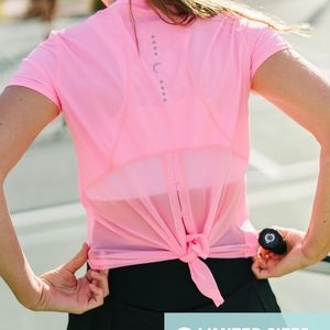 Pink Panel Split Back Mesh T